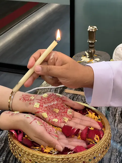 ภาพประกอบขั้นตอนพิธีบนฝ่ามือ